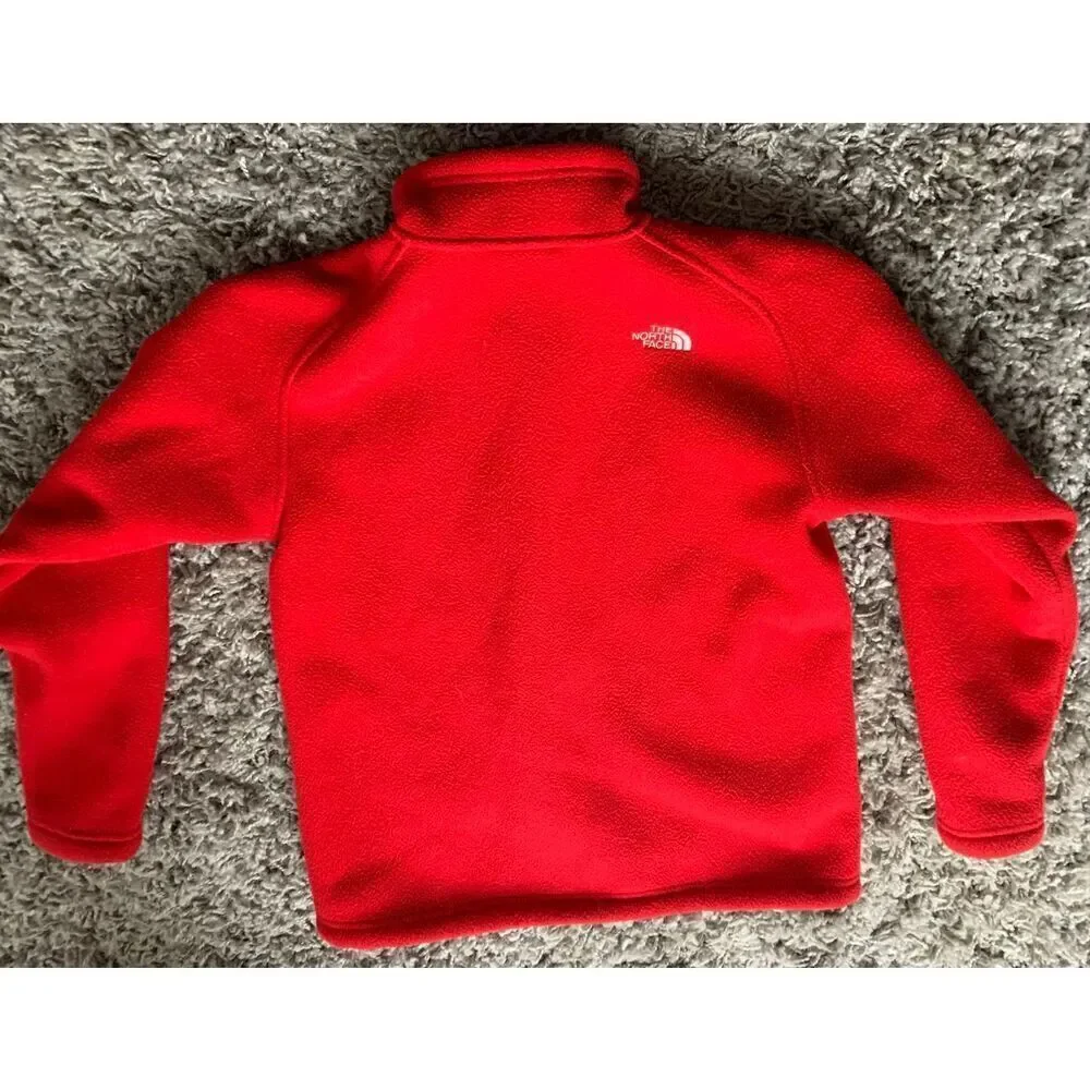The North Face SPELL OUT DENALI RED Fleece JACKET COAT Boys L